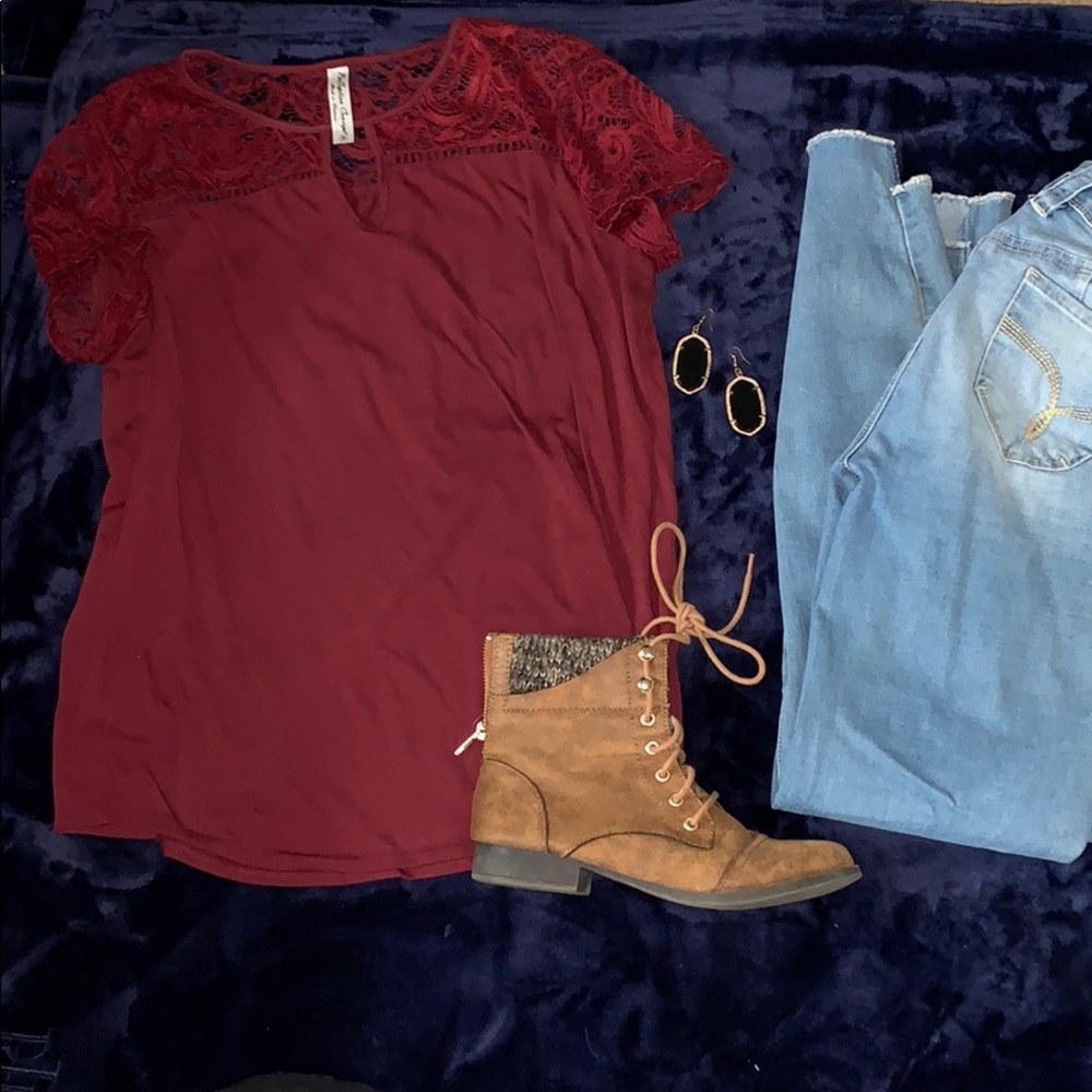 Maroon lace top